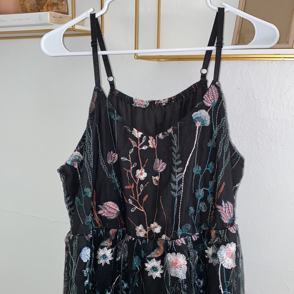 SHEIN Black Floral Embroidered Mini Dress - Picture 2 of 8